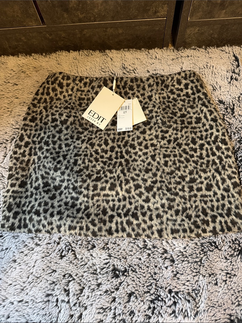 Jason Wu Grey and Black Leopard Print Mini Skirt